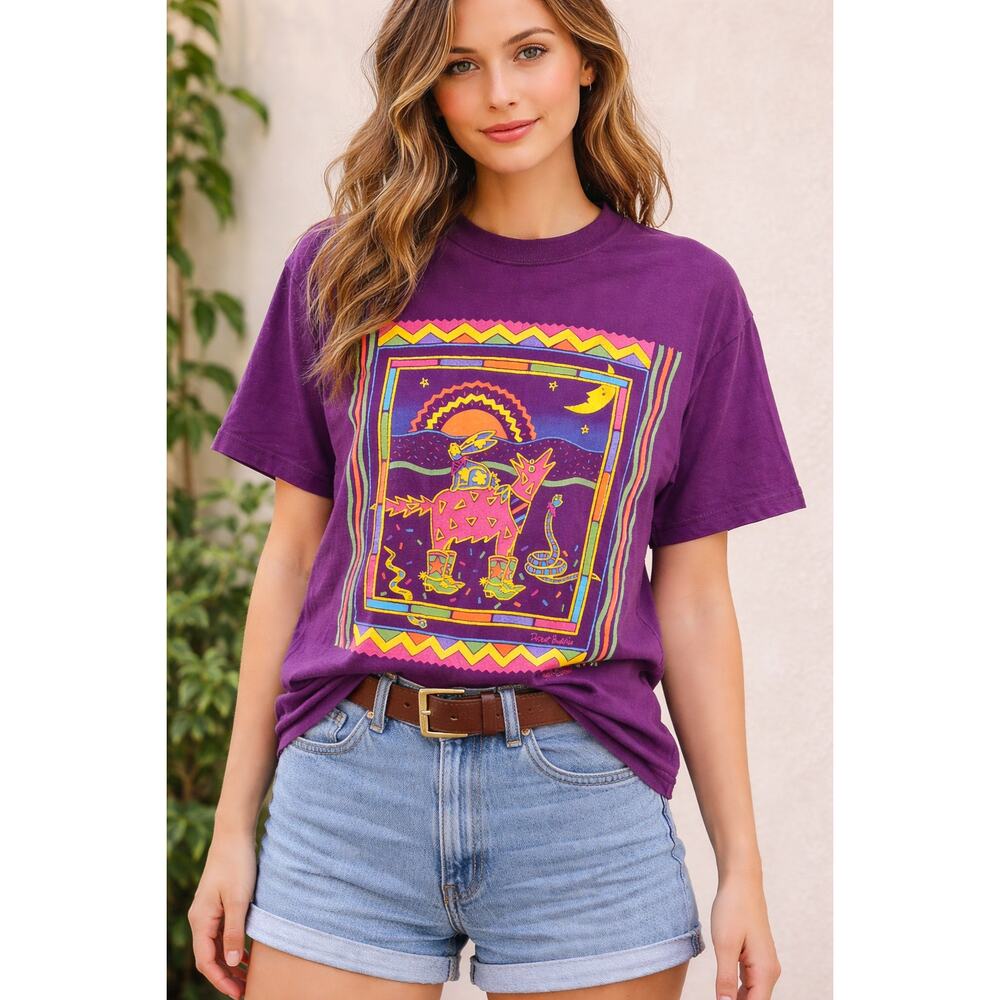 Vintage 1998 Desert Buddies Purple Graphic T-Shirt‎ Southwest Art Tee L
